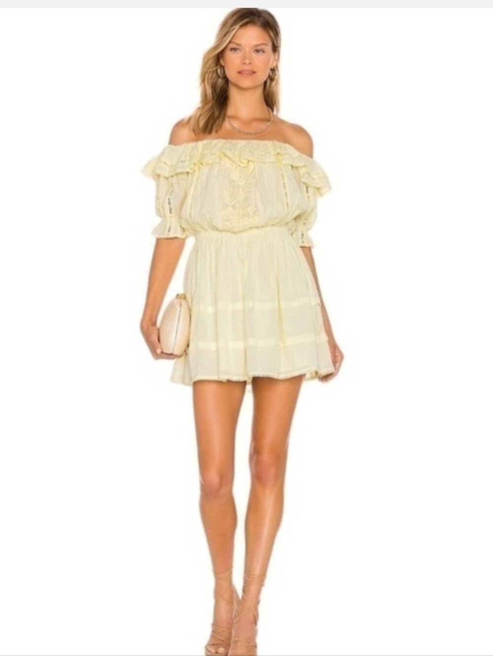 Tularosa Off-Shoulder Lemon Mini Dress